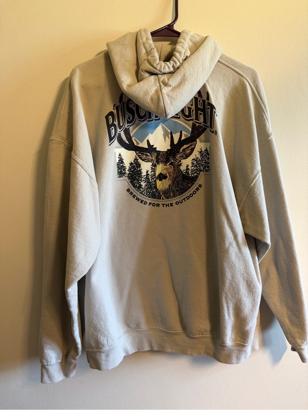 Men's Cream Graphic Hoodie - Busch light hunting XL - Picture 2 of 7